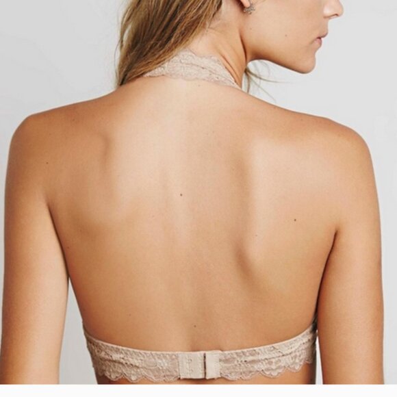 Intimately FP beige Galloon Lace halter bralette, Large. - Picture 2 of 7